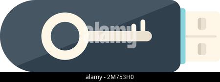 Usb flash password recovery icon flat vector. Page account. Internet screen isolated Stock Vector