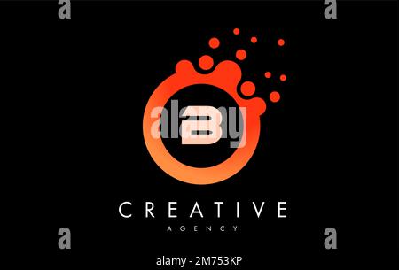 Orange b Dots Letter Logo. Blue Bubble Design Vector Illustration. Stock Vector