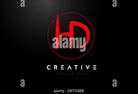 Red HD Brush Letter Logo Design. Artistic Handwritten Brush Letters Logo Concept Vector. Stock Vector