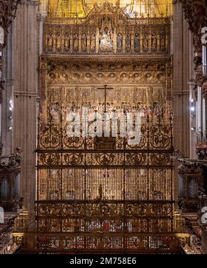 The main altar from the Cathedral of Seville Stock Photo