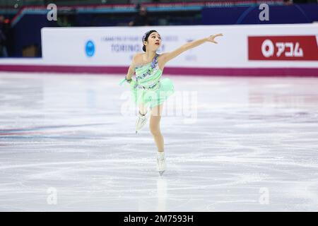 Jia Shin (KOR) performs during day 1 of the Junior Women Short Program of the ISU Grand Prix of Figure Skating Final Turin 2022 at Torino Palavela. Stock Photo