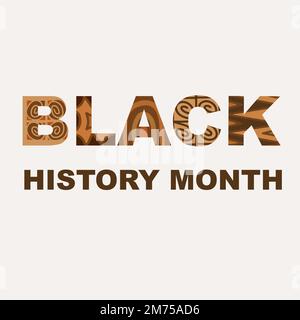 Black history month text on white background. Word Black decorated with hand drawn ethnik pattern Stock Vector