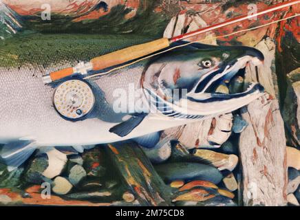 Fly Fishing Art, Trout Print, Digital Download, Watercolor