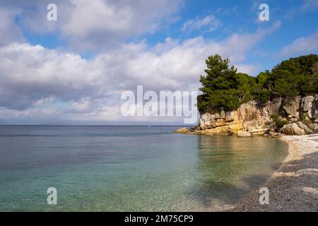 Crystal clear sea at Monodendri Beach, Paxos, Greece Stock Photo