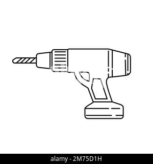 Screwdriver power drill line icon vector illustration on white background Stock Vector