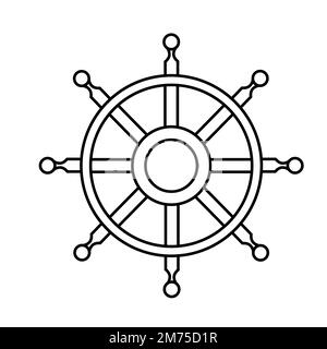 Nautical black helm icon outline design vector illustration on white background Stock Vector