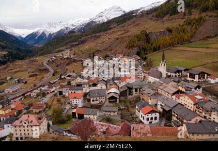 View over the village Ardez in Switzerland Stock Photo