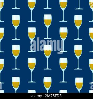 Glasses with alcohol seamless pattern. Vector print of glass transparent glasses on a colored background Stock Vector