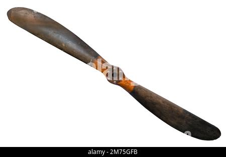A Vintage Wooden Plane Propeller Isolated On A White Background Stock Photo