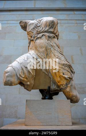 London, Great Britain, Close up, Ancient Greek Scuptures on Display inside British Museum, The Parthenon Metopes, Greek Marbles, Acropolis of Athens, ancient civilisation art Stock Photo