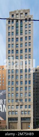 Republic Building, an art deco portion of the landmark Tower City Center. The site is at the corner of West Prospect Avenue and Ontario Street. Stock Photo