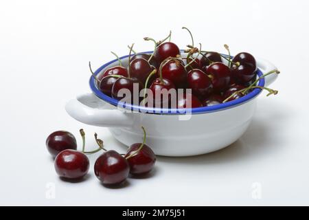 Black wild cherry (Prunus avium) in skin Stock Photo