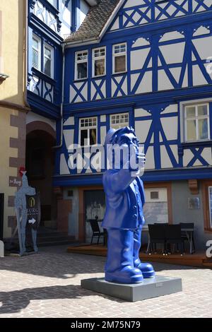 Wertheim 'Optimist', sculpture by Ottmar Hoerl 2022, art action by Wertheim am Main, Baden-Wuerttemberg, Germany Stock Photo