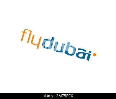 Flydubai, rotated logo, white background B Stock Photo