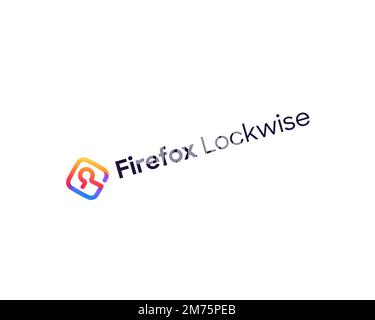 Firefox Lockwise, Rotated Logo, White Background Stock Photo