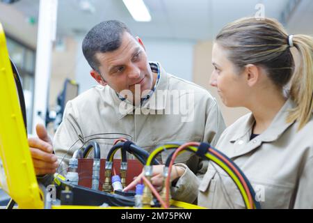 engineers working in the server room Stock Photo