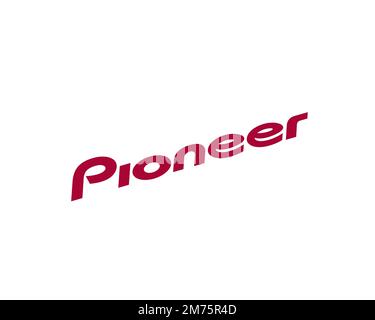 Pioneer Corporation, rotated logo, white background Stock Photo