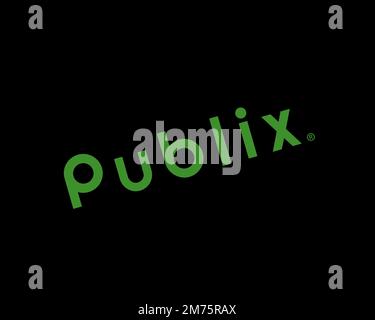 Publix, rotated logo, black background Stock Photo