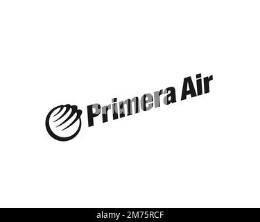 Primera Air, Rotated Logo, White Background Stock Photo