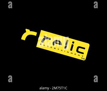 Relic Entertainment Company, Rotated Logo, Black Background B Stock Photo