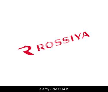 Rossiya Airline, rotated logo, white background Stock Photo