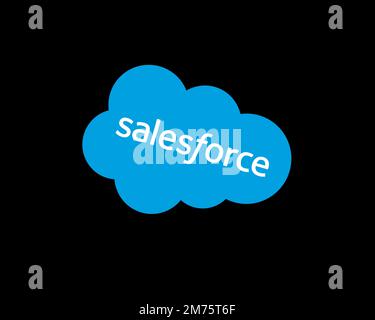 Salesforce. com, rotated logo, black background B Stock Photo