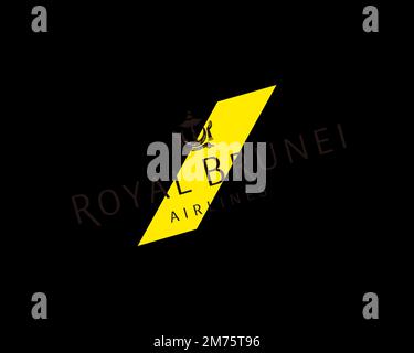 Royal Brunei Airline, Rotated Logo, Black Background Stock Photo