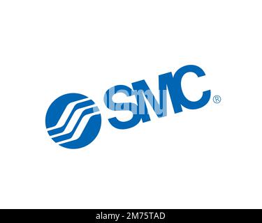 SMC Corporation, Rotated Logo, White Background Stock Photo