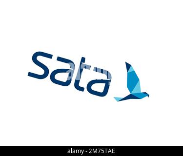 SATA Air Acores, rotated logo, white background B Stock Photo