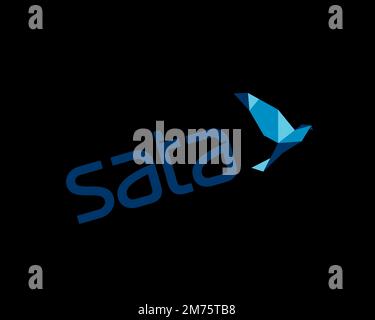 SATA Air Acores, rotated logo, black background Stock Photo