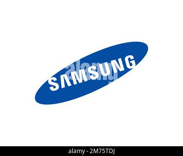 Samsung Galaxy Gio, Rotated Logo, White Background Stock Photo