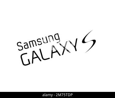 Samsung Galaxy S, rotated logo, white background Stock Photo