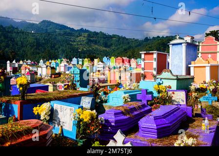 Colorful tombs in Chichicastenango graveyard Stock Photo