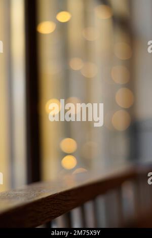 bokeh created by lights in glass. an abstract look Stock Photo