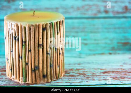 bamboo candle for peace and calm zen mood Stock Photo