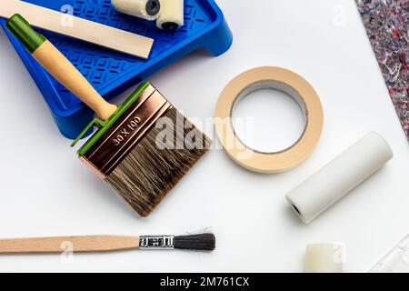 tools for painting on white background Stock Photo