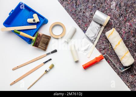 tools for painting on white background Stock Photo