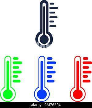 Thermometer icon with blue and red indicators in flat style red and green Stock Vector