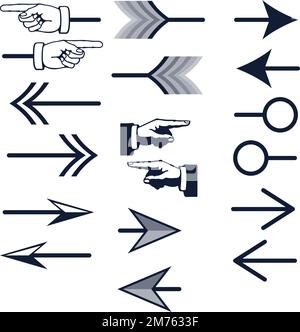 pointer finger arrow pack flat design vector illustration eps10 Stock Vector