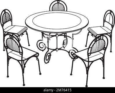 Set Table And Chairs Vector Stock Vector