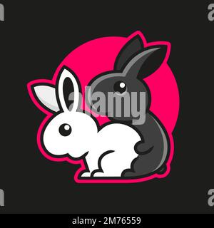 Simple, minimalistic rabbit in hole logo. Cute cartoon bunny vector illustration. for t-shirts, stickers,logo Stock Vector
