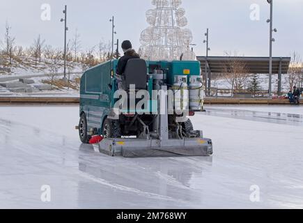 zamboni university district ice rink Calgary Alberta Stock Photo