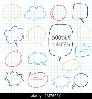Hand-drawn doodle speech bubbles vector set Stock Vector