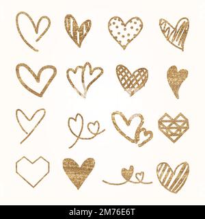 Golden hearts pattern wallpaper vector collection Stock Vector