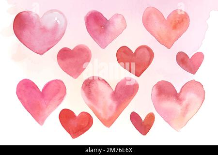 Red hearts pattern wallpaper vector collection Stock Vector