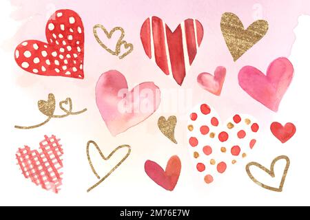 Red hearts pattern wallpaper vector collection Stock Vector