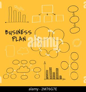 Business plan set with chart and graph vectors Stock Vector