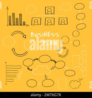 Business plan set with chart and graph vectors Stock Vector
