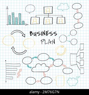 Business plan set with chart and graph vector Stock Vector