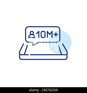 Social media notification about hitting 10 million followers. Pixel perfect, editable stroke line art icon Stock Vector